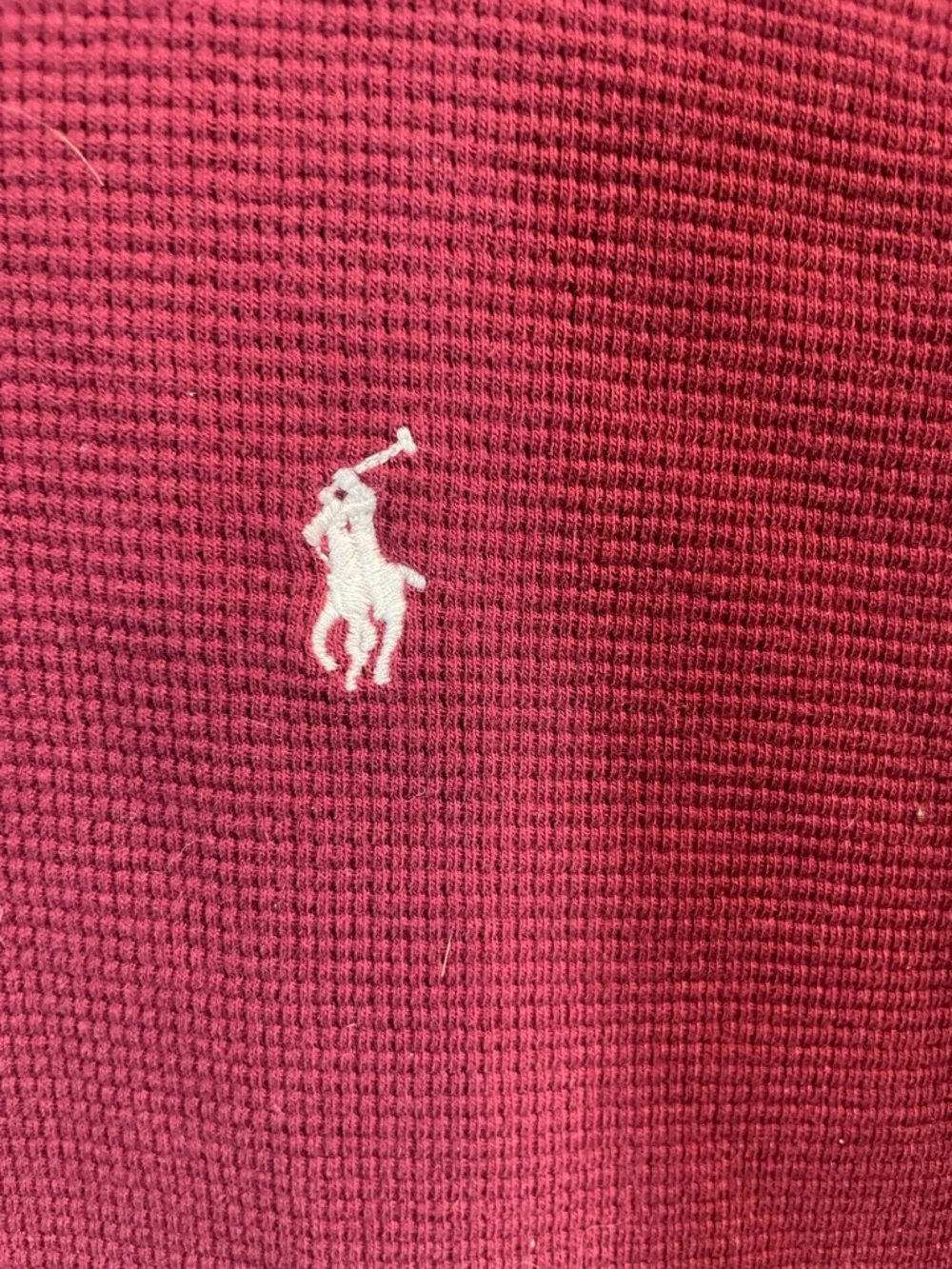 Polo Ralph Lauren Men’s Lg waffle knit Burgundy Long sleeve thermal pony Shirt